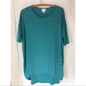 LulaRoe Irma Tunic High Low Marled Teal NWOT.